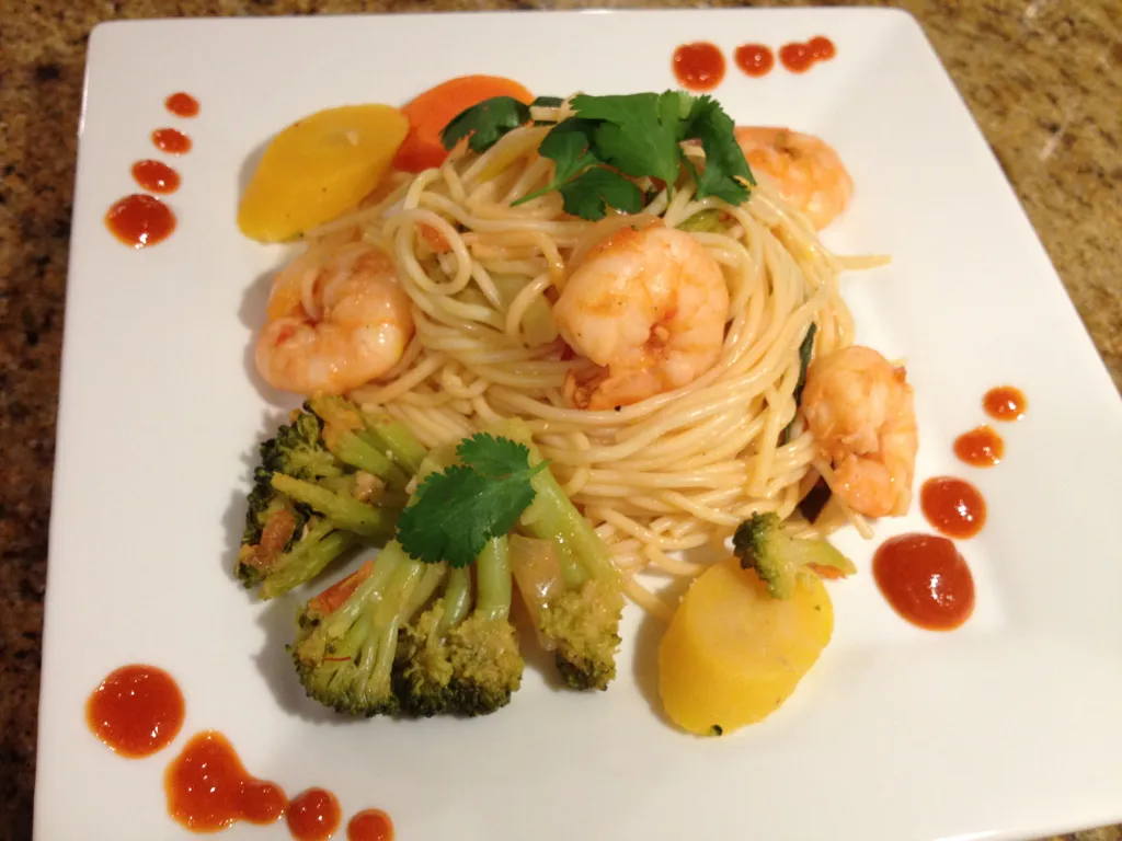 Shriracha Pasta With Shrimp
